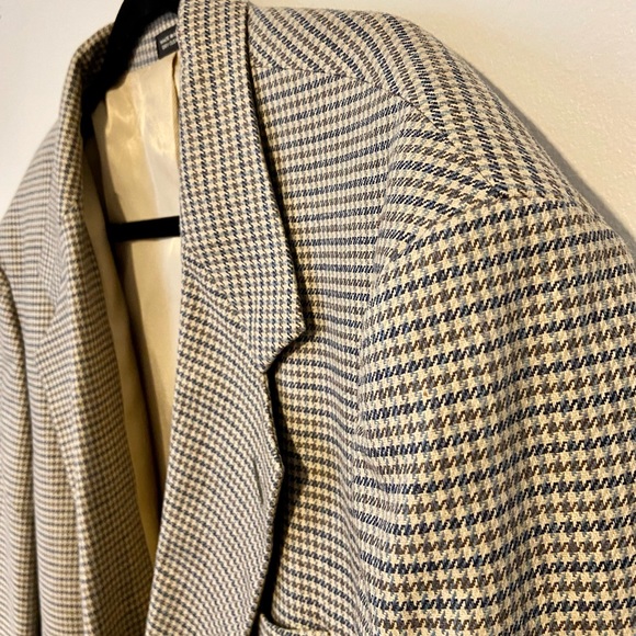 Classic Oscar de la Renta Mini Houndstooth Full Lined Sport Coat Suit Jacket 48L - Picture 5 of 10